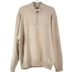 Jos A. Bank Men's Beige Lambswool Quarter Zip Sweater NEW w Tags Size XL